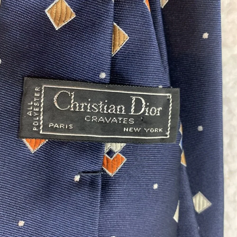 Christian Dior Cravates Necktie Mens Navy‎ Pattern Classic Formal Business 9717